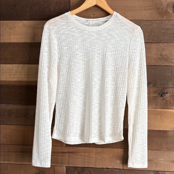 Free People Textured White Long Sleeve Top - Picture 1 of 4